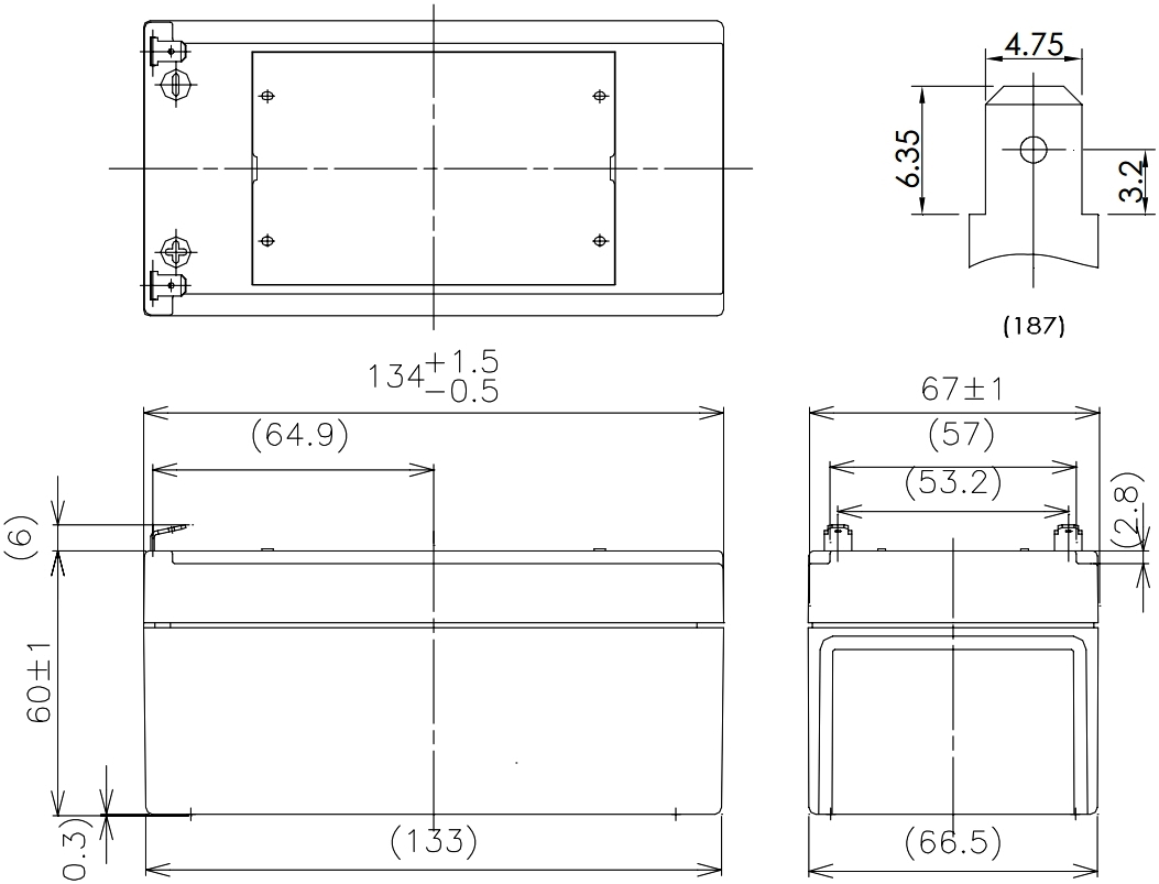 מצבר עופרת נטען PANASONIC 12V 3.4AH LC-R123E4PG